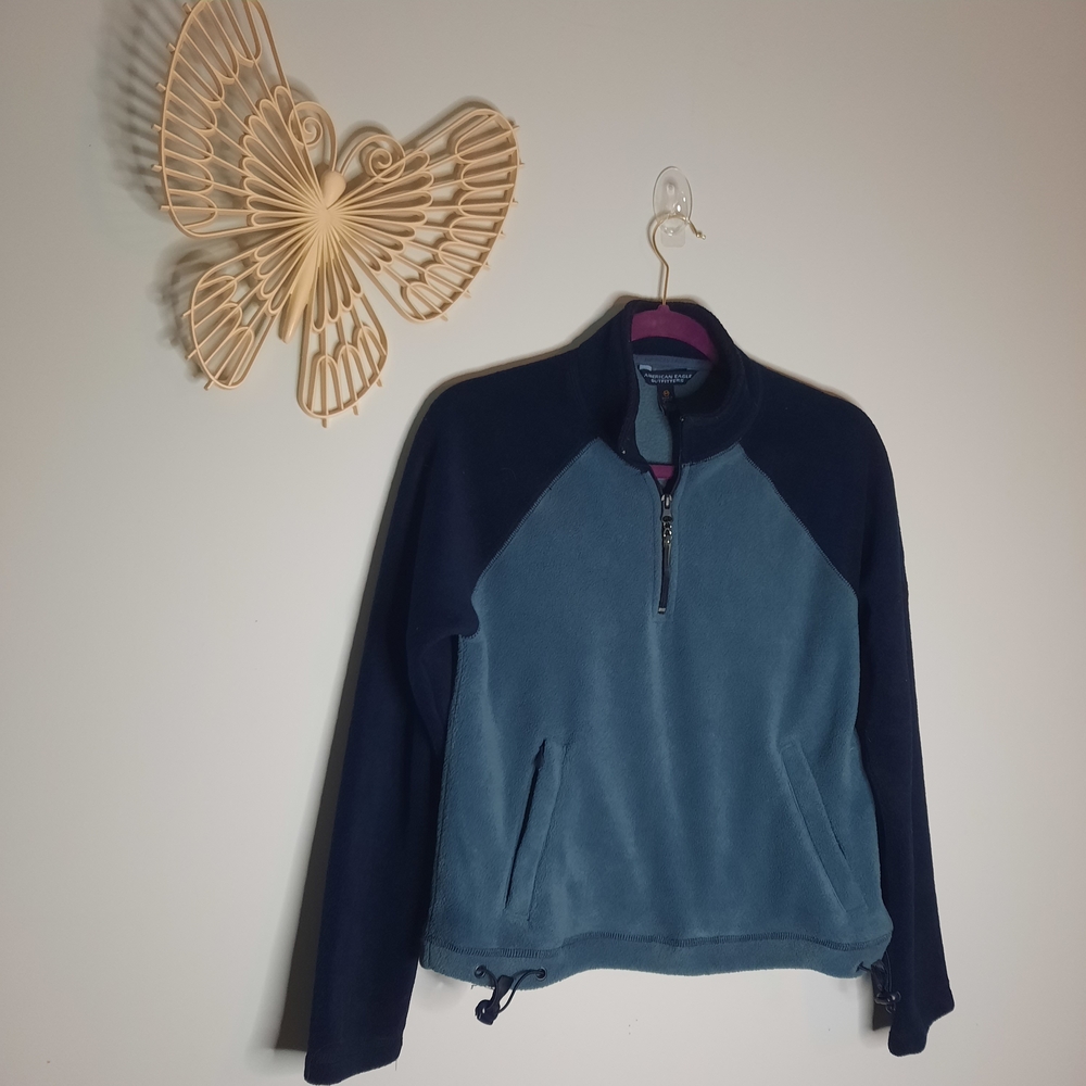 Y2K‎ Era American Eagle Outfitters Navy and Blue Fleece Pullover